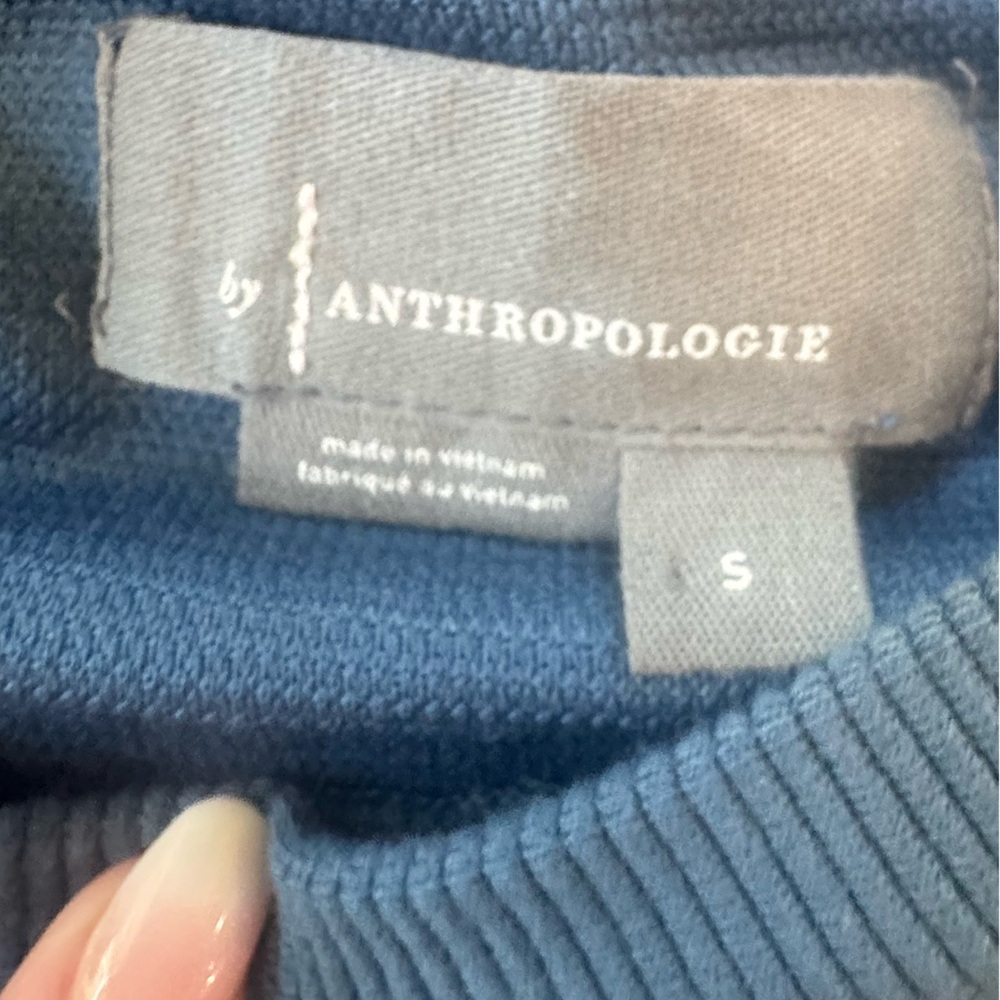 Anthropologie Ribbed Ruffle Button Down Back Top S - Picture 7 of 10